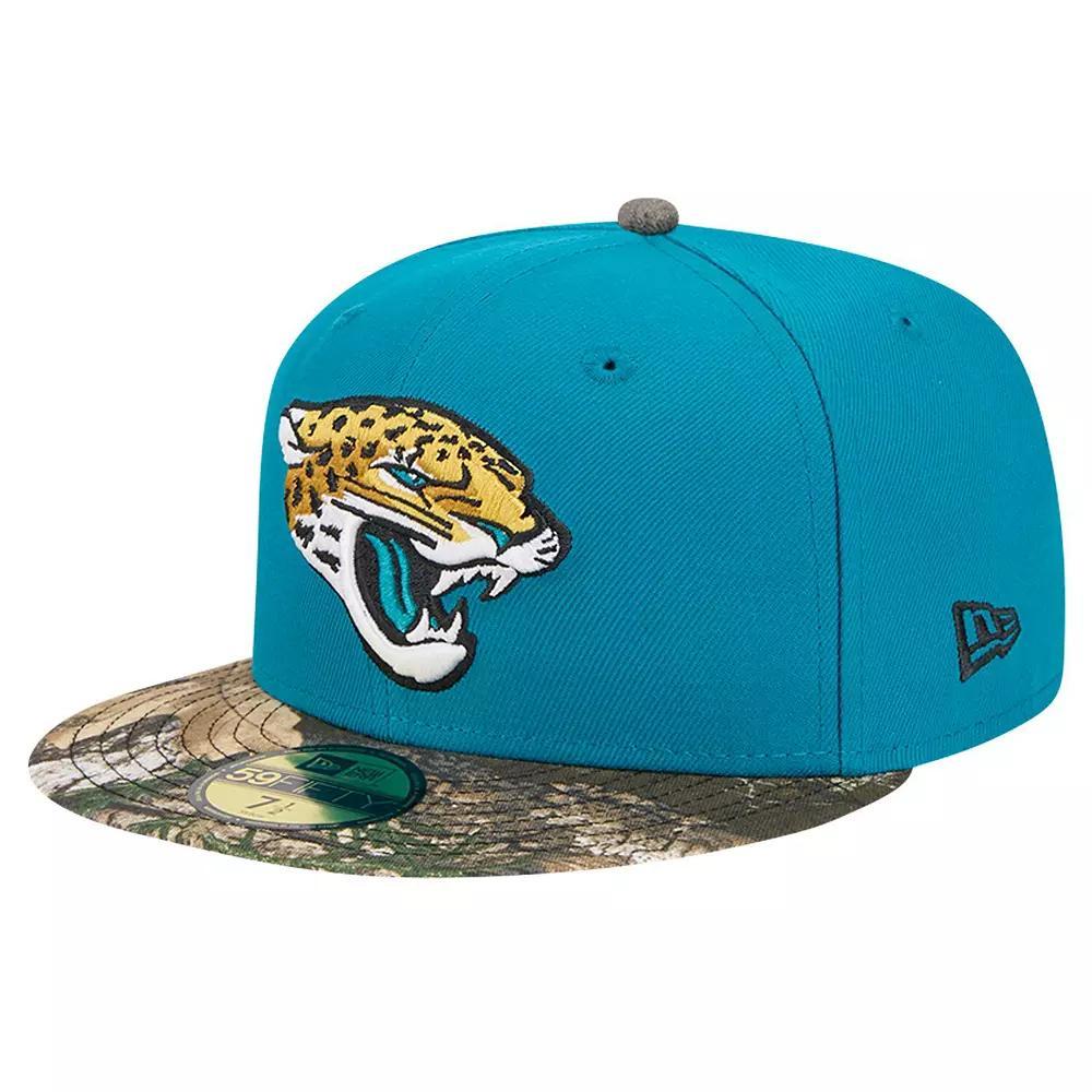 Men's New Era Teal Jacksonville Jaguars Active Two-Tone Camo 59FIFTY Fitted Hat, Size: 7 1/8, Blue Product Image