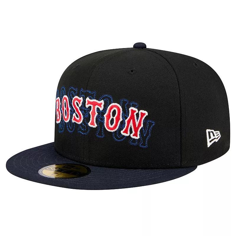 Men's New Era Black Boston Red Sox Shadow Stitch 59FIFTY Fitted Hat,  Product Image