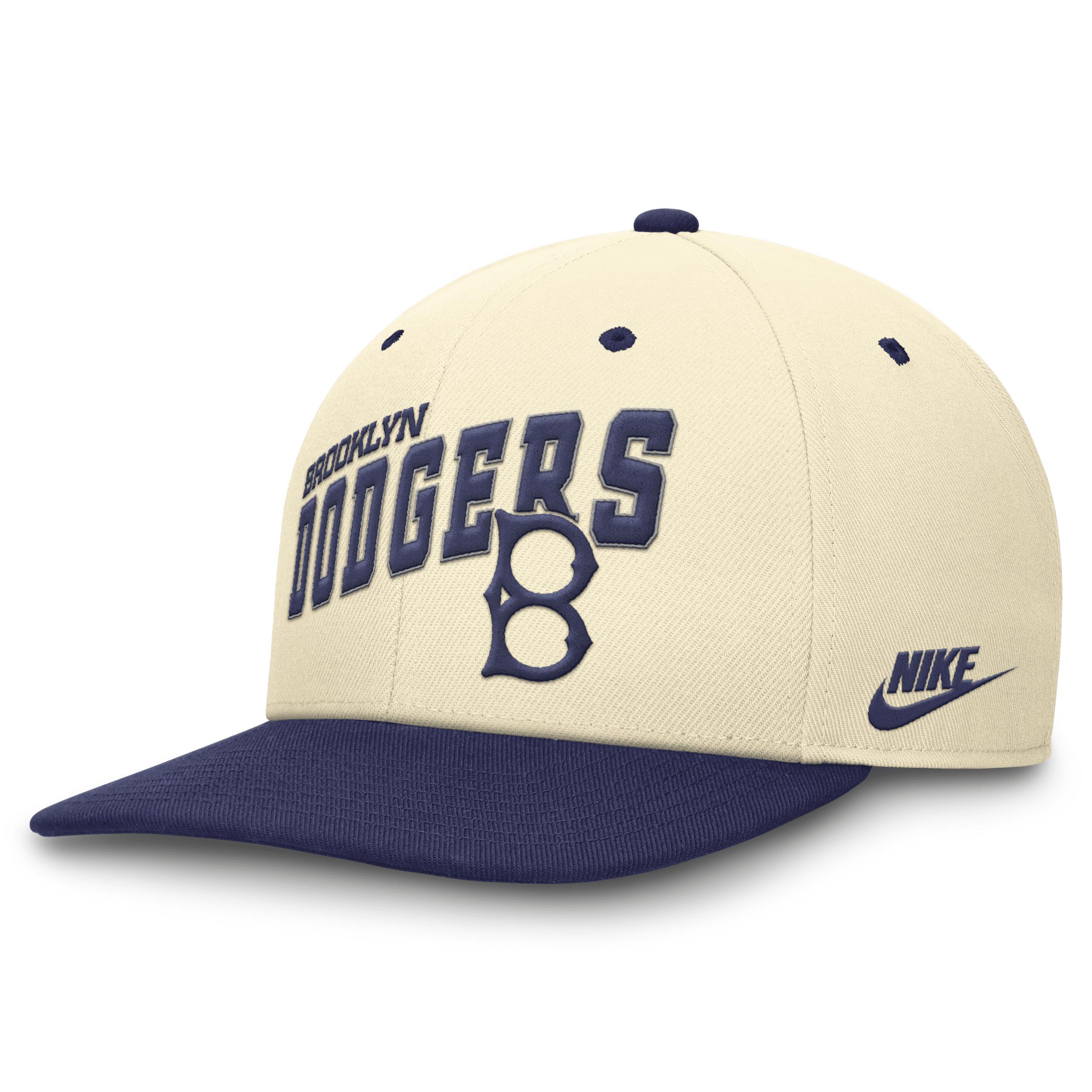 Nike Mens Cream/Royal Brooklyn Dodgers Rewind Cooperstown Collection Performance Snapback Hat Product Image