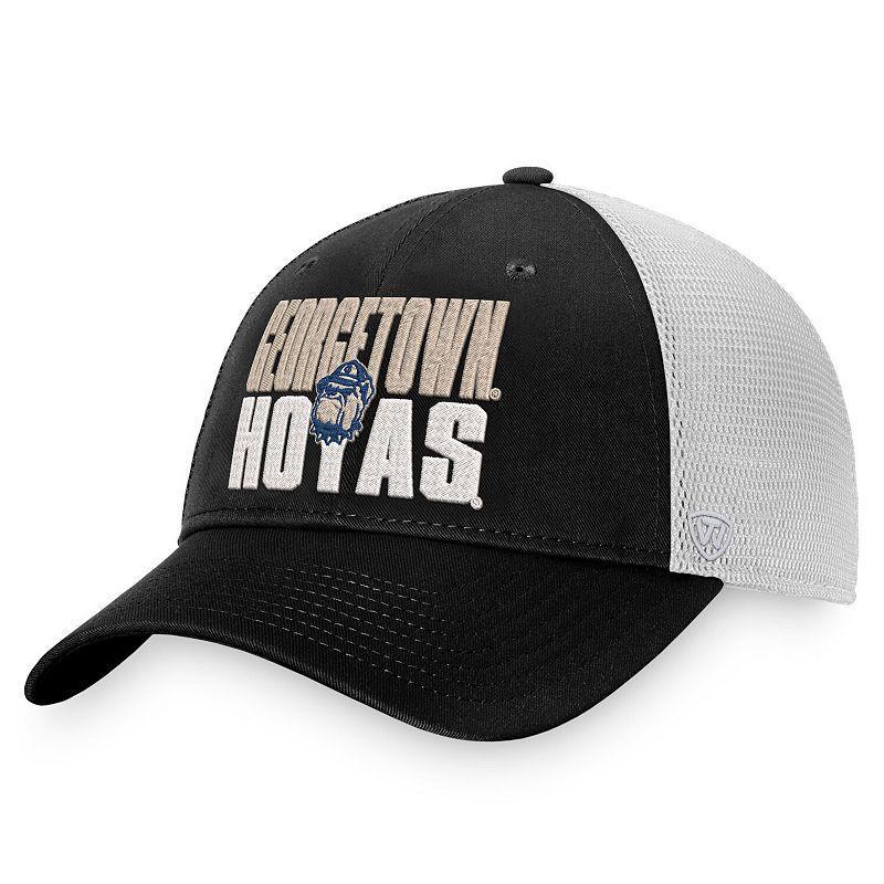 Mens Top of the World Black/White Georgetown Hoyas Stockpile Trucker Snapback Hat Product Image