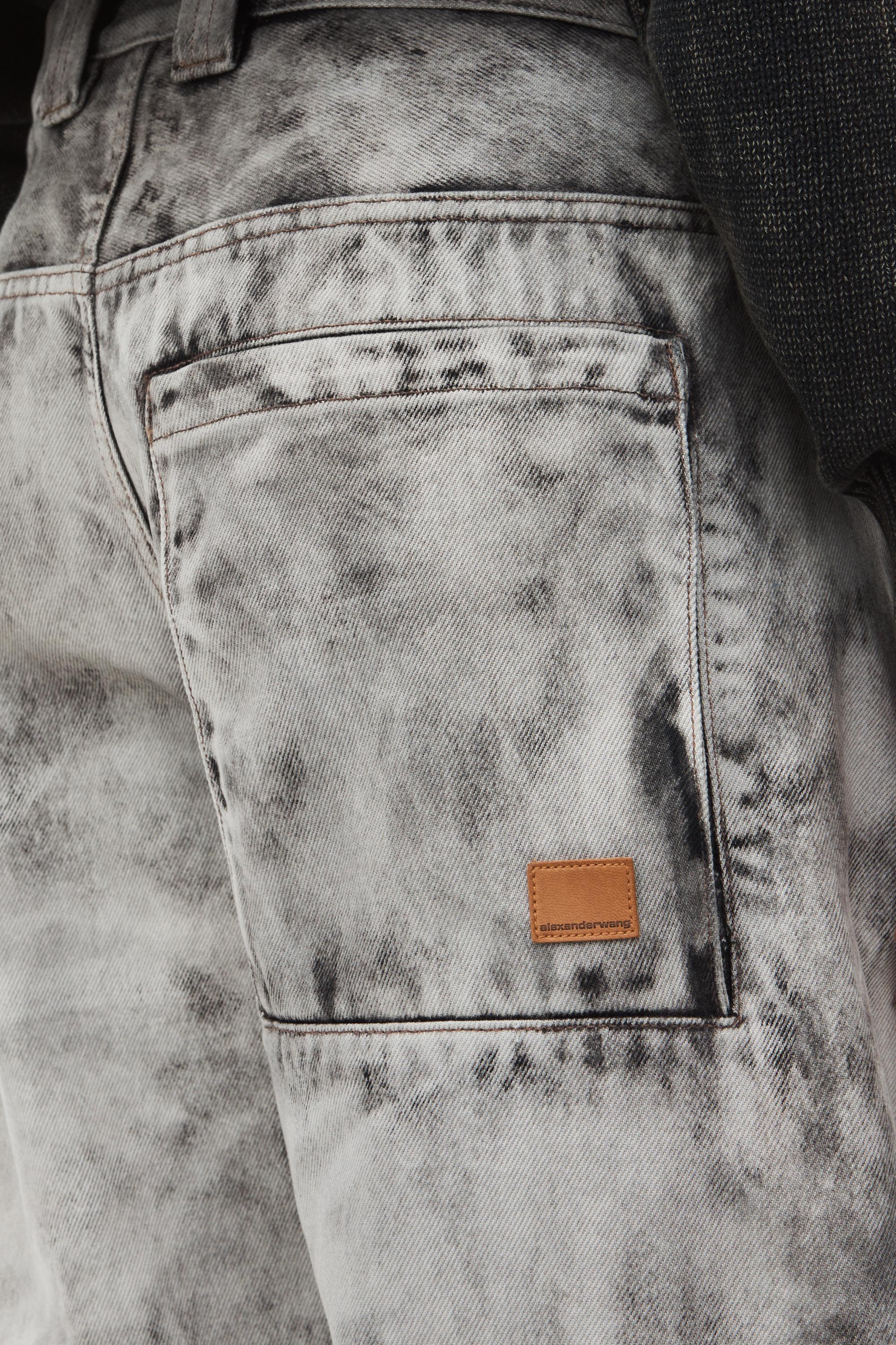 Denim Cargo Pants In Trompe-l’oeil Leather Effect Product Image