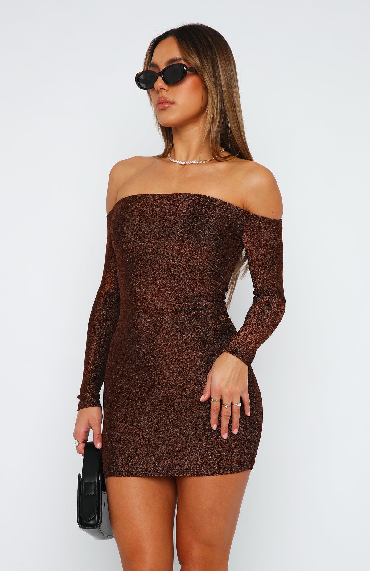 Won't Get Over You Long Sleeve Mini Dress Bronze Product Image