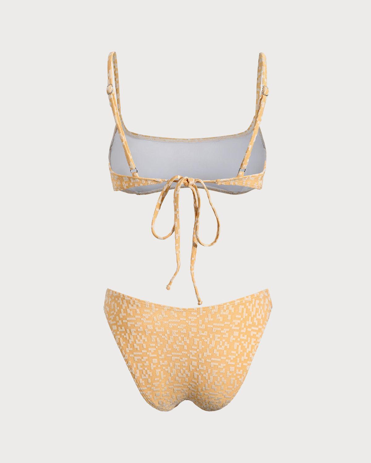 Yellow Geometric Bralette Bikini Set Product Image