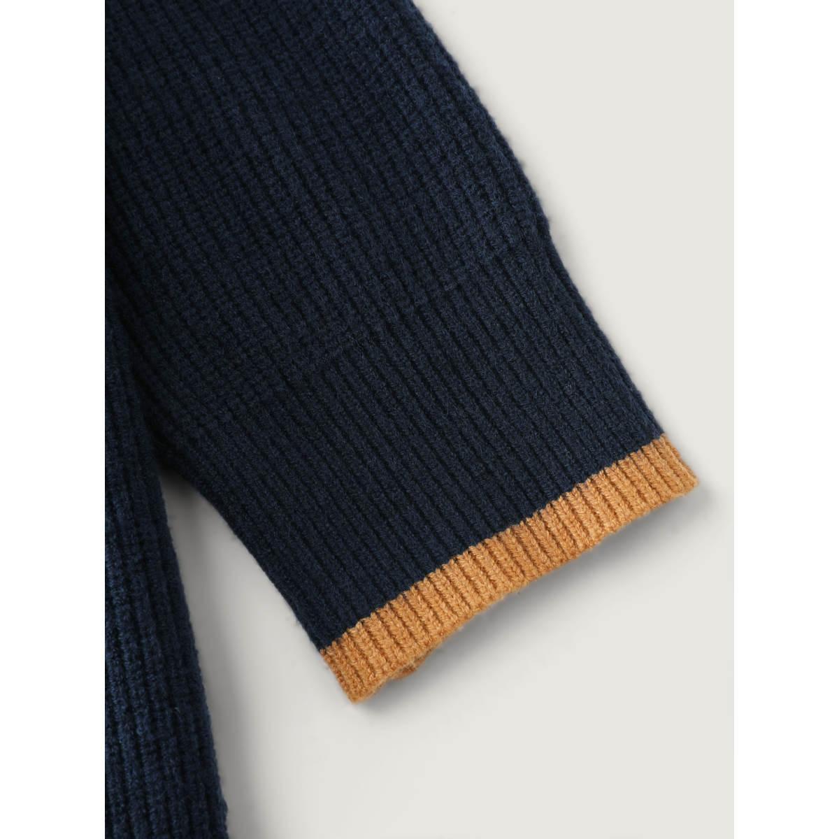 Plus Size Contrast Hooded Zipper Front Pocketed Cardigan Midnight Women Leisure Loose Long Sleeve Casual Cardigans BloomChic 26/4X Product Image