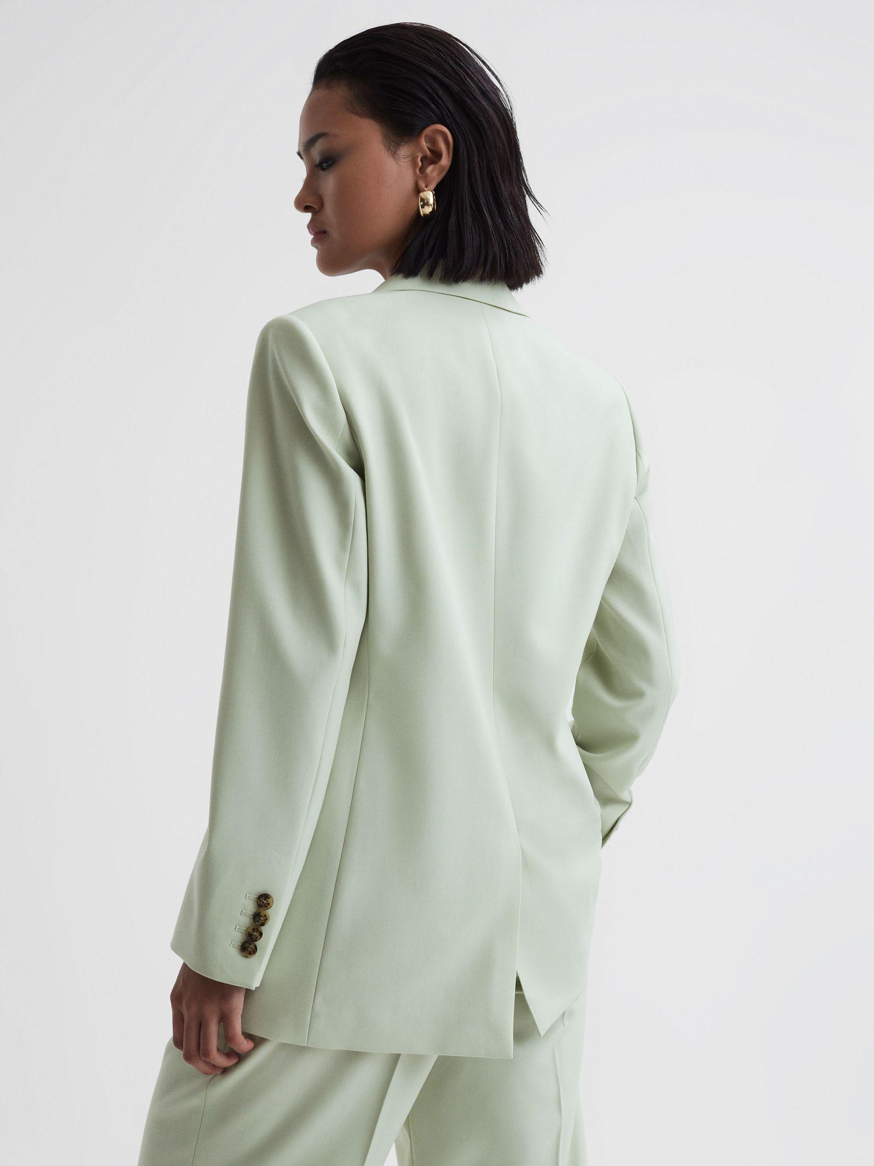 Single Breasted Wool Blend Blazer in Green Product Image