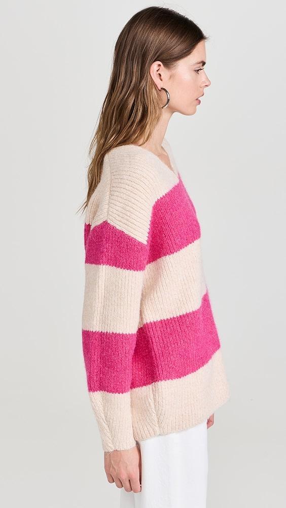 endless rose Fuzzy Striped Oversized Sweater | Shopbop Product Image