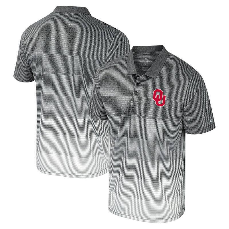 Men's Colosseum Gray Oklahoma Sooners Striped Mesh Polo,  Product Image