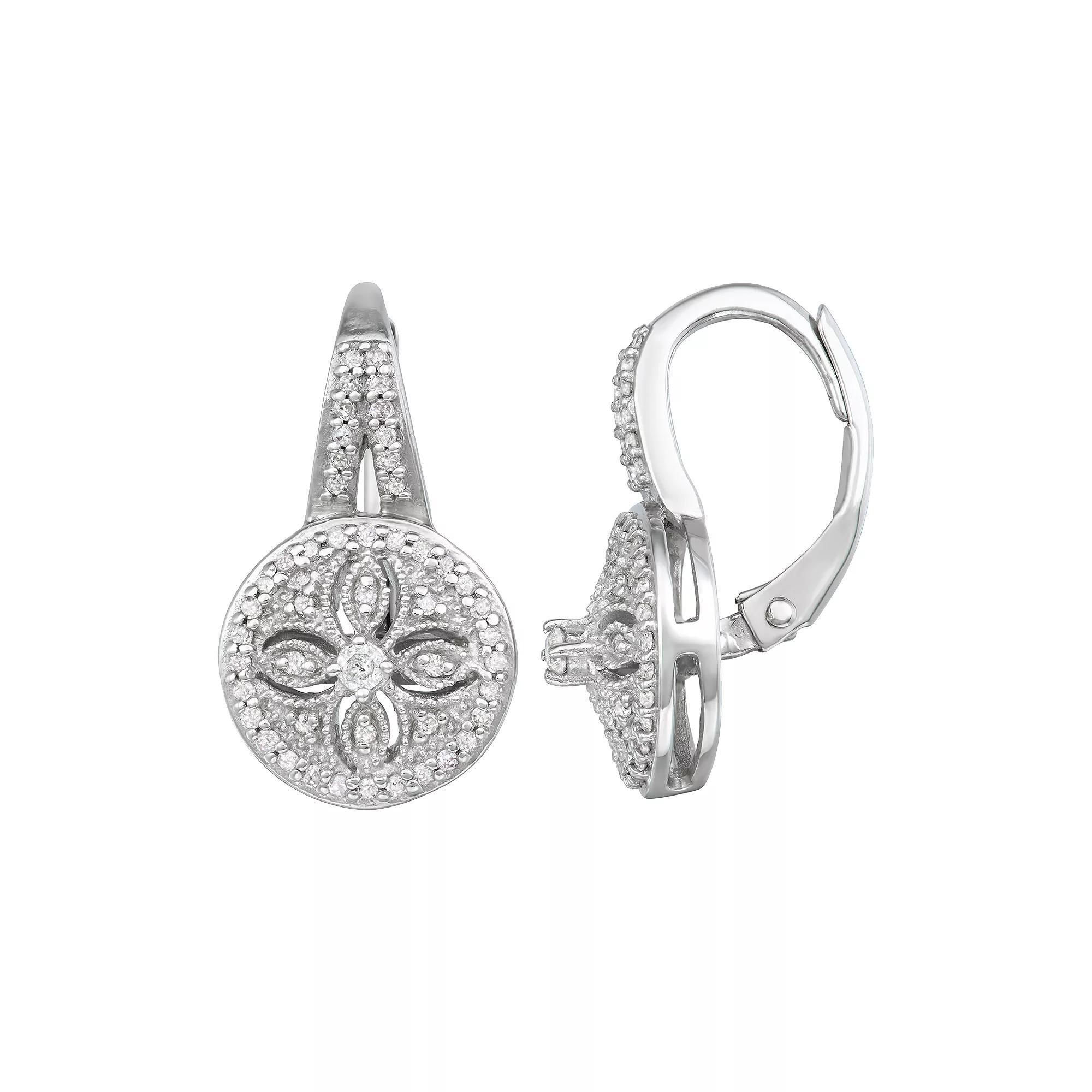 Jewelexcess Sterling Silver 1/4 Carat Diamond Hoop Earrings, Women's Product Image