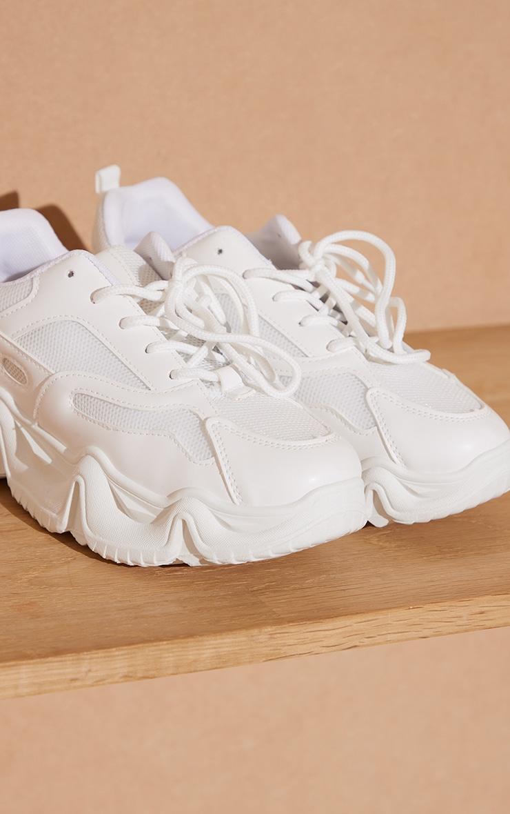 White Wave Sole Chunky Sneakers Product Image