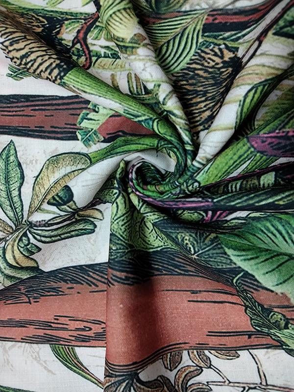 Flared Sleeves Loose Leaves Print V-Neck Maxi Dresses Product Image