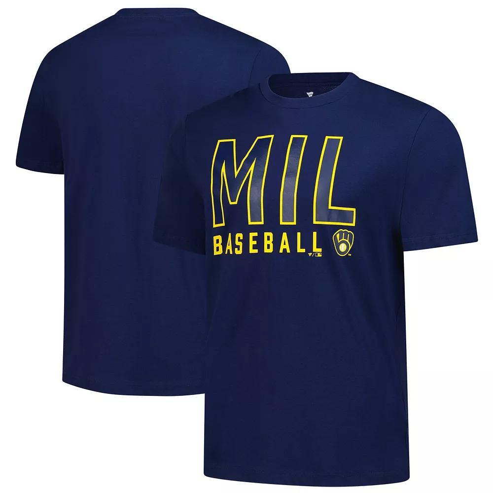 Men's Fanatics  Navy Milwaukee Brewers T-Shirt, Size: 3XL, Blue Product Image