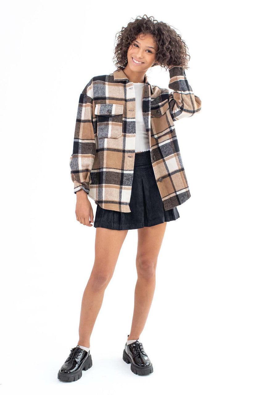 Plaid Brown & Black Shacket Product Image