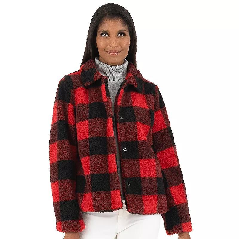 Womens Fleet Street Plush Sherpa Plaid Jacket Product Image