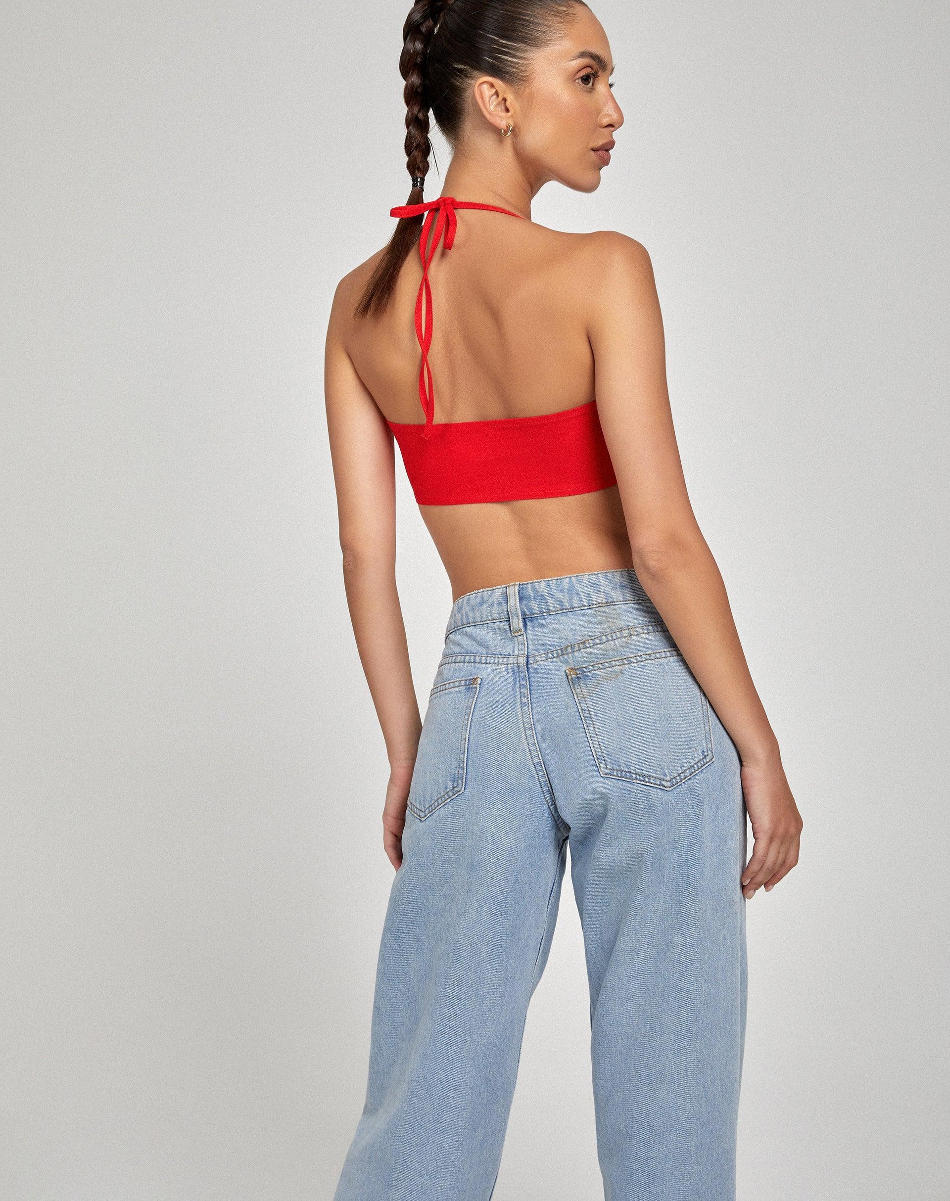 Taina Crop Top in Tailoring Red Product Image