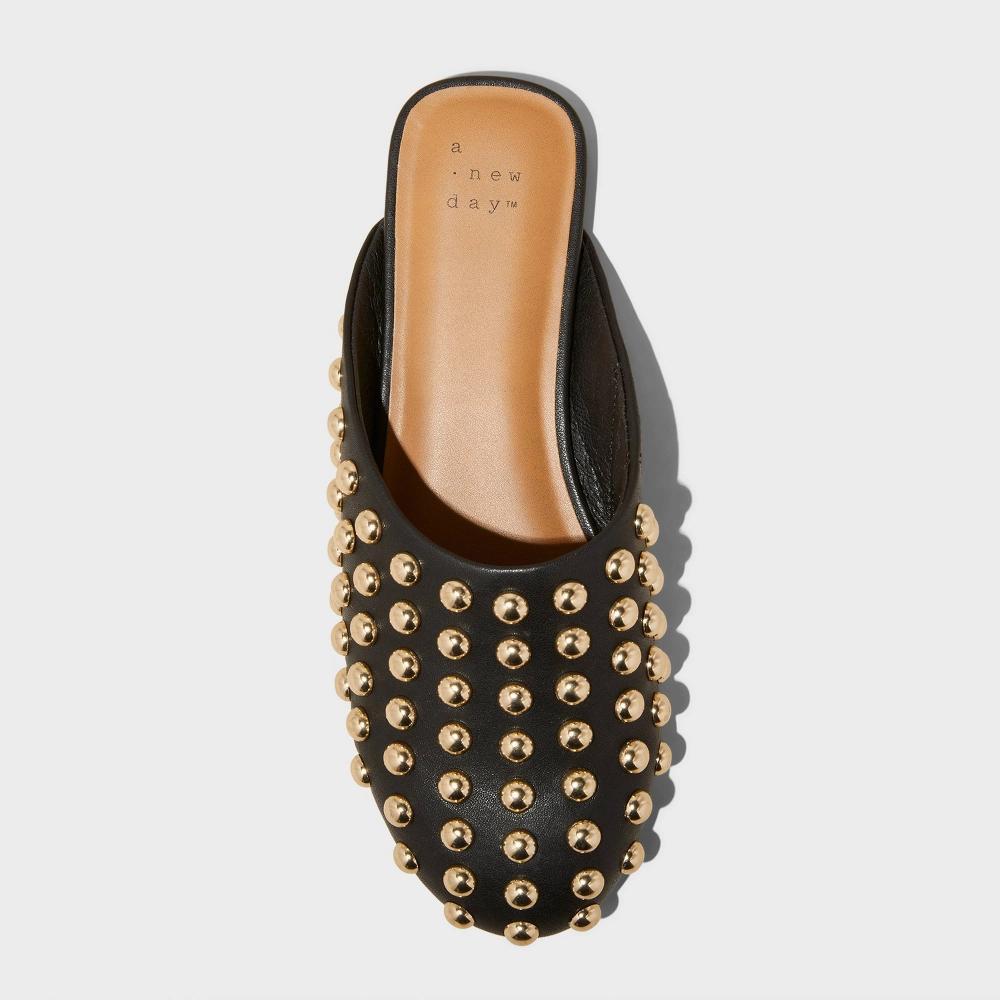 Womens Channing Studded Slip On Mule Flats with Memory Foam Insole - A New Day Jet 8 Product Image