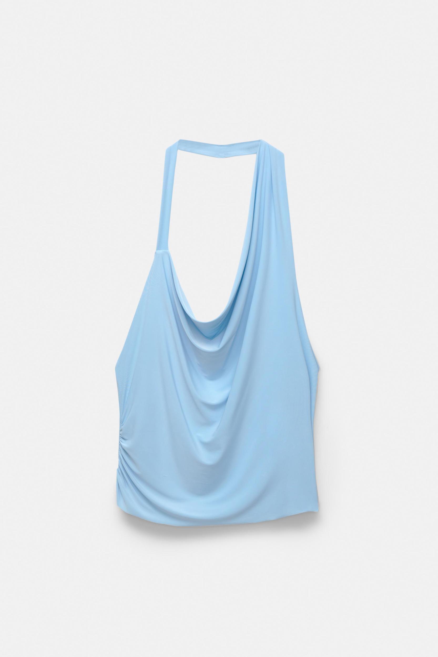 Asymmetric draped halter top Product Image