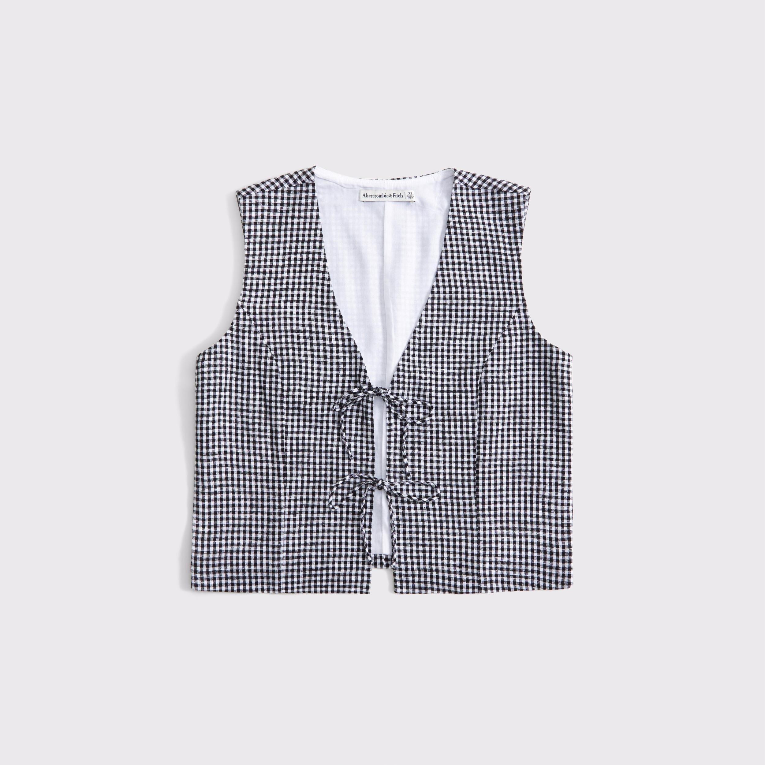 Tie-Front Linen-Blend Vest Product Image