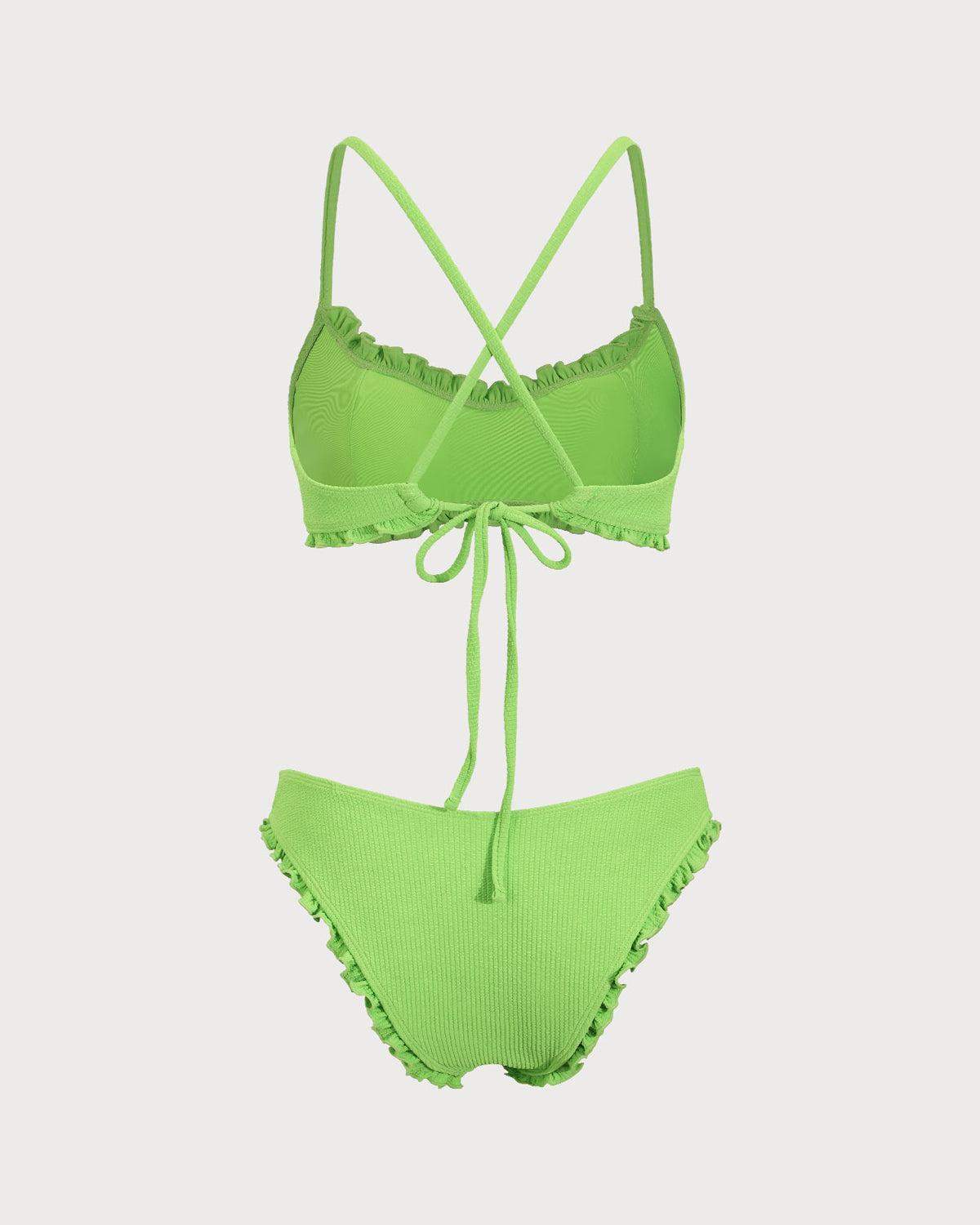 Green Ruffle Textured Bikini Set Product Image