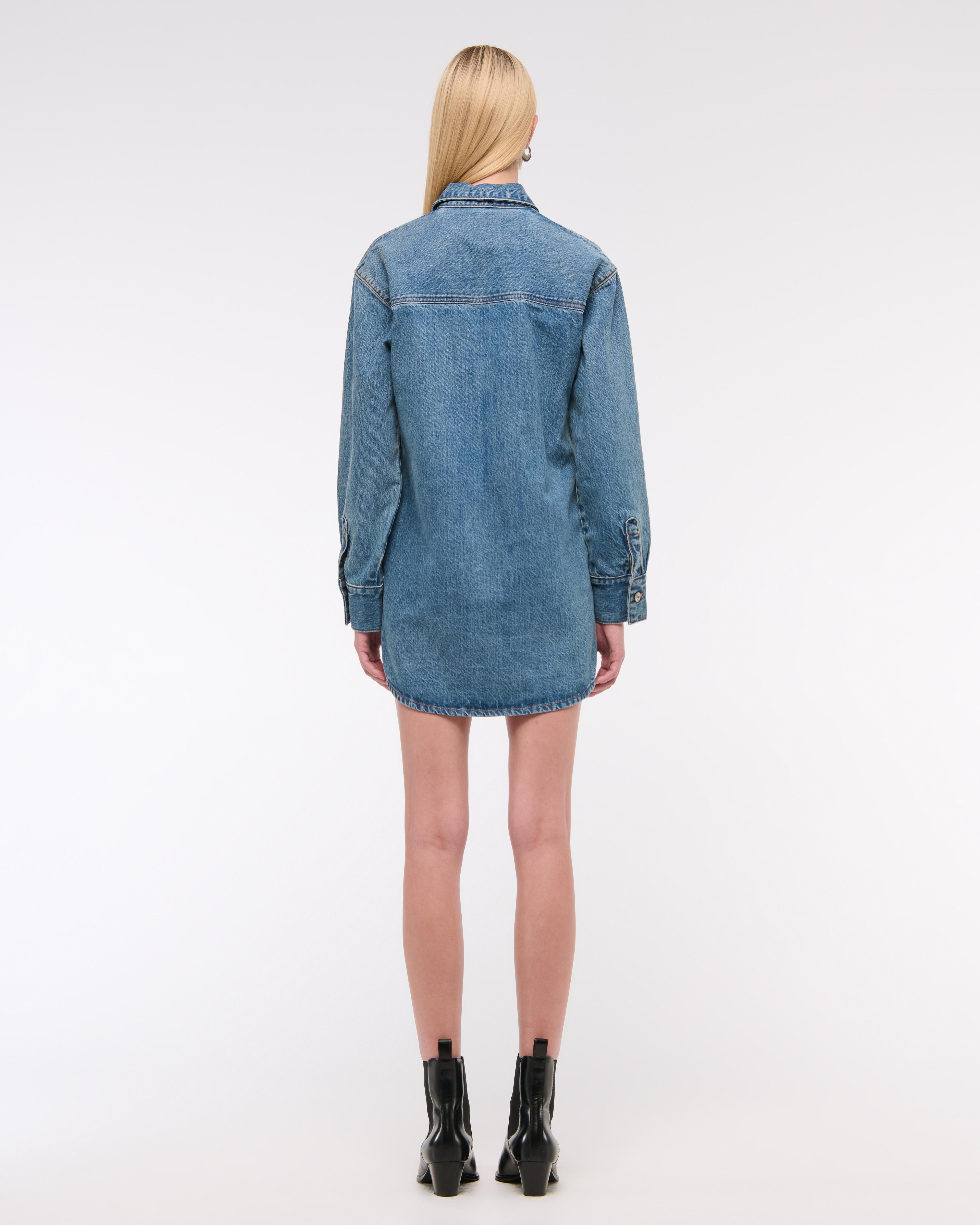 Denim Mini Shirt Dress Product Image