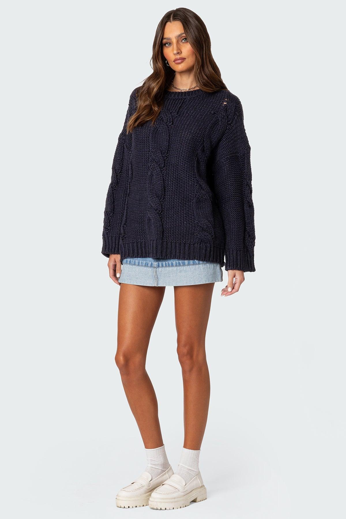 Alene Oversized Cable Knit Sweater Product Image