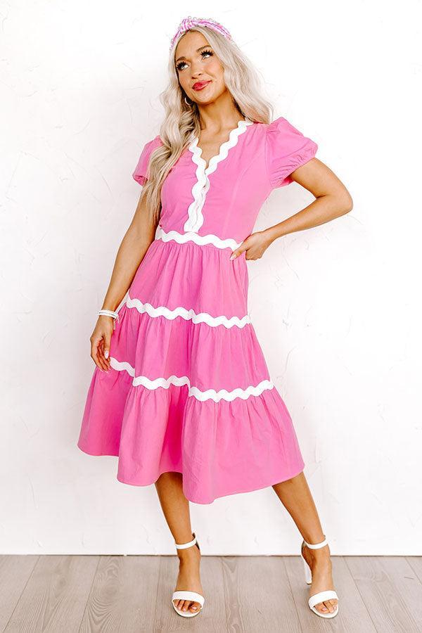 The Westerly Midi Dress In Bubblegum Pink Product Image