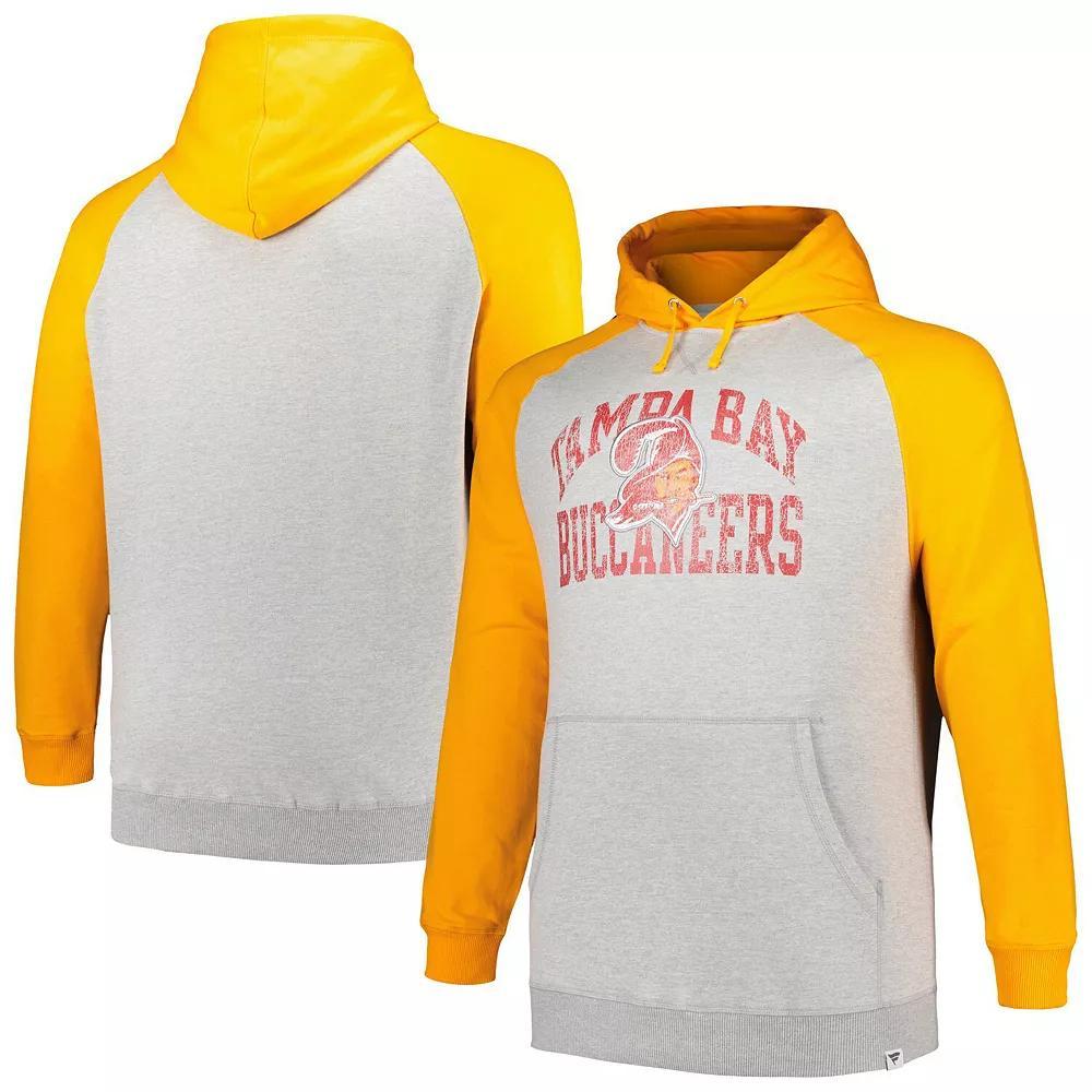 Men's Profile Heather Gray/Tennessee Orange Tampa Bay Buccaneers Big & Tall Favorite Arch Throwback Raglan Pullover Hoodie, Size: 5XB, Grey Product Image