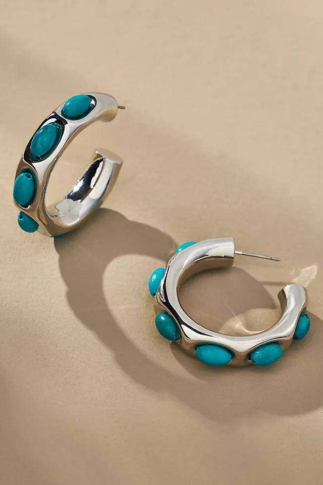 Encased Stone Hoop Earrings Product Image