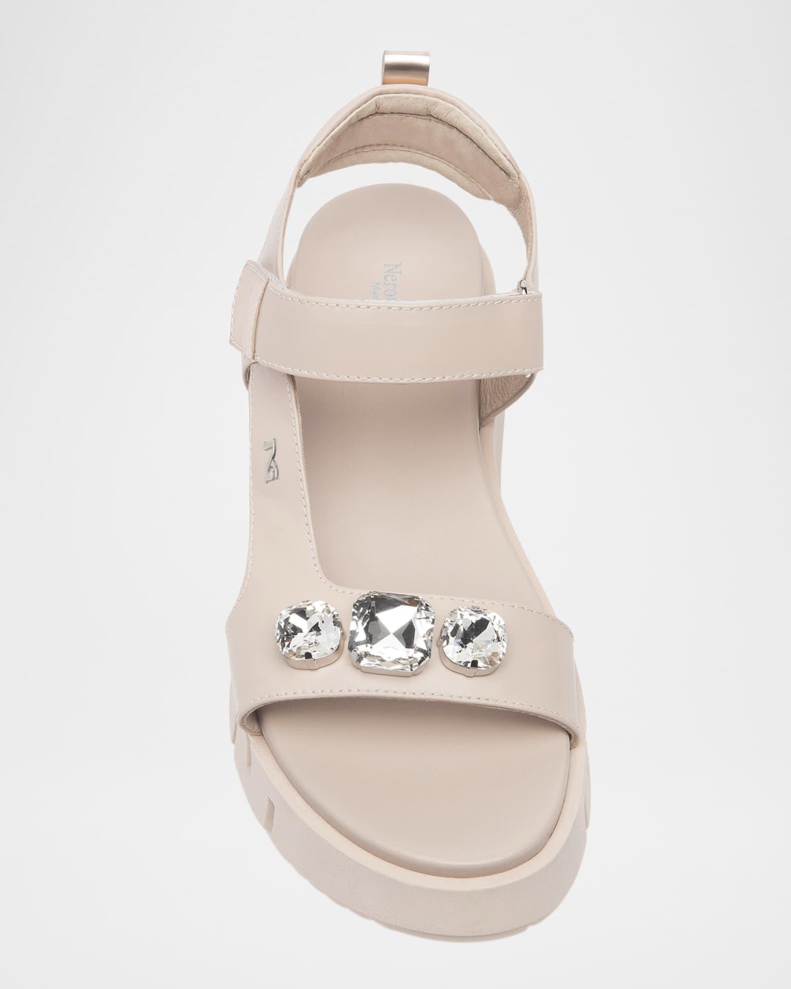 Stone Embellished Leather Sandals Product Image
