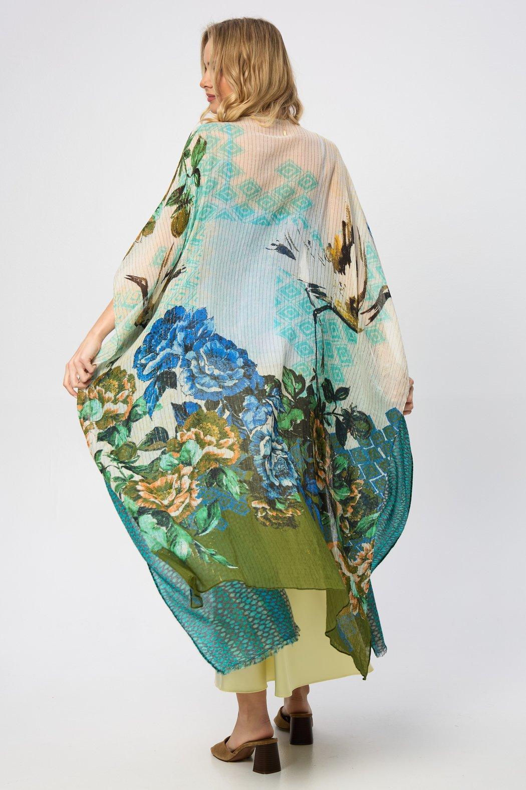 Shimmering Floral Print Kimono Product Image