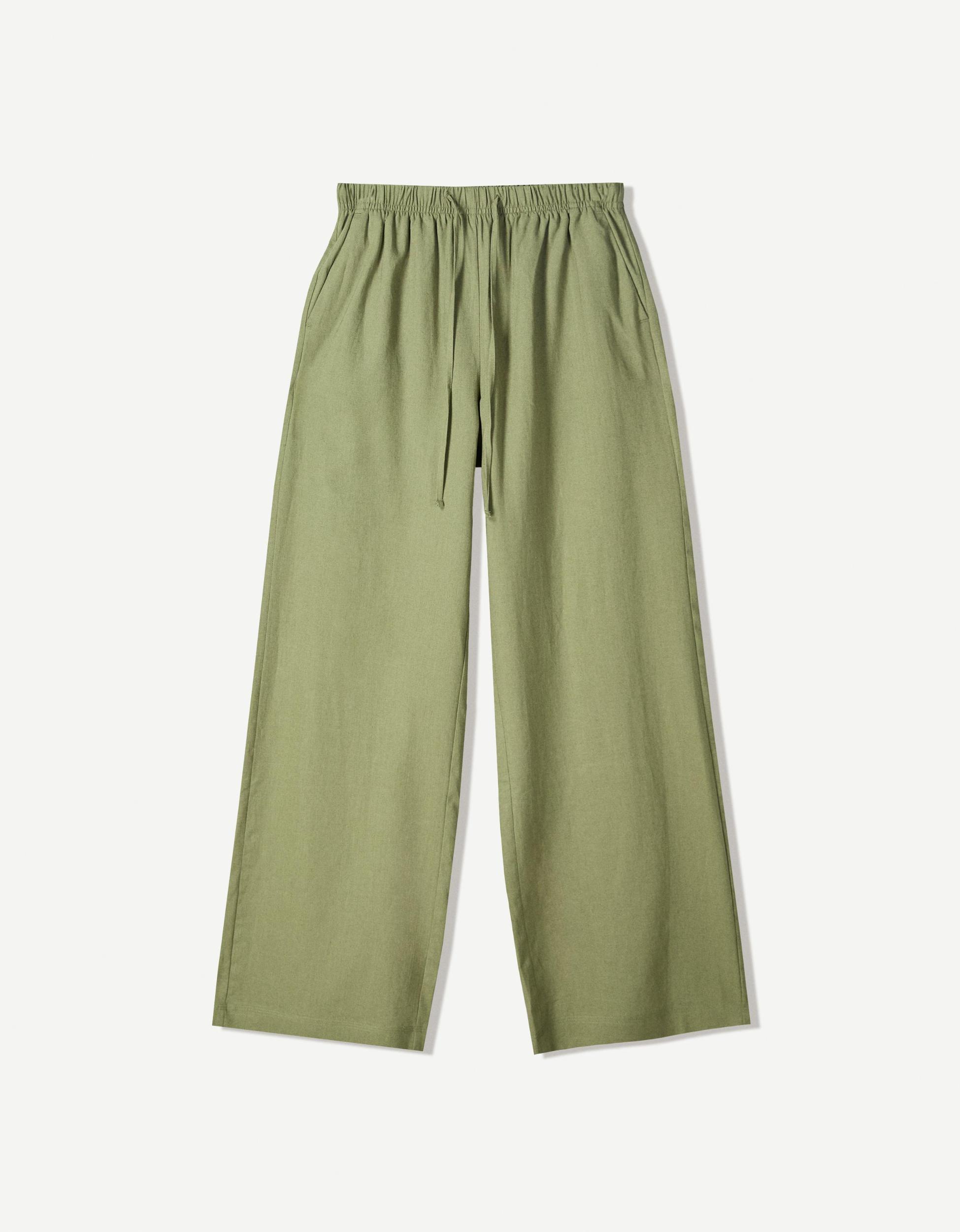 Linen blend pants with an elastic waistband Product Image