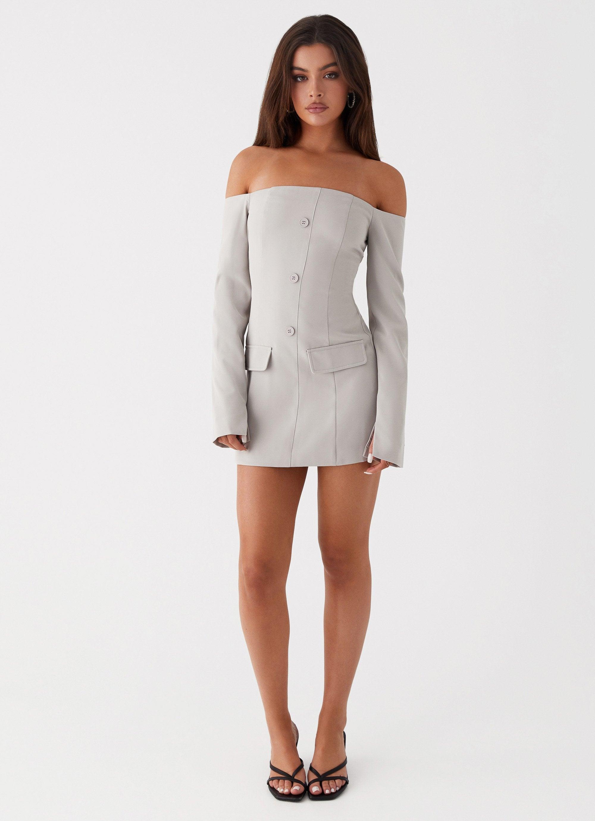 Dominique Blazer Mini Dress - Grey Product Image