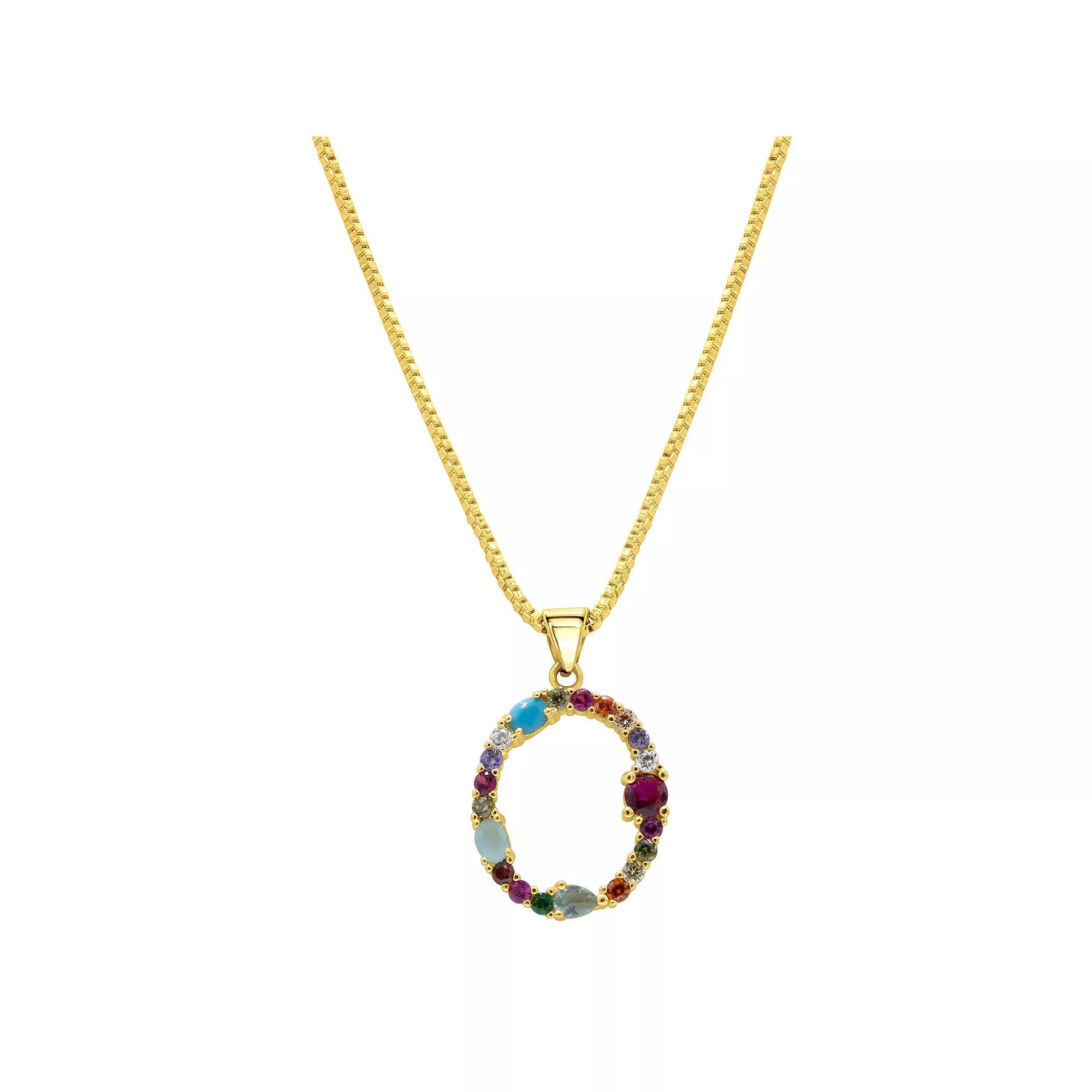 Adornia Gold Tone Multi Color Cubic Zirconia Initial Necklace, Womens Product Image