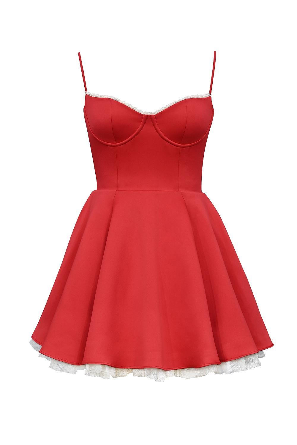 Minimoiselle Holly Red Satin Tulle Mini Dress Product Image