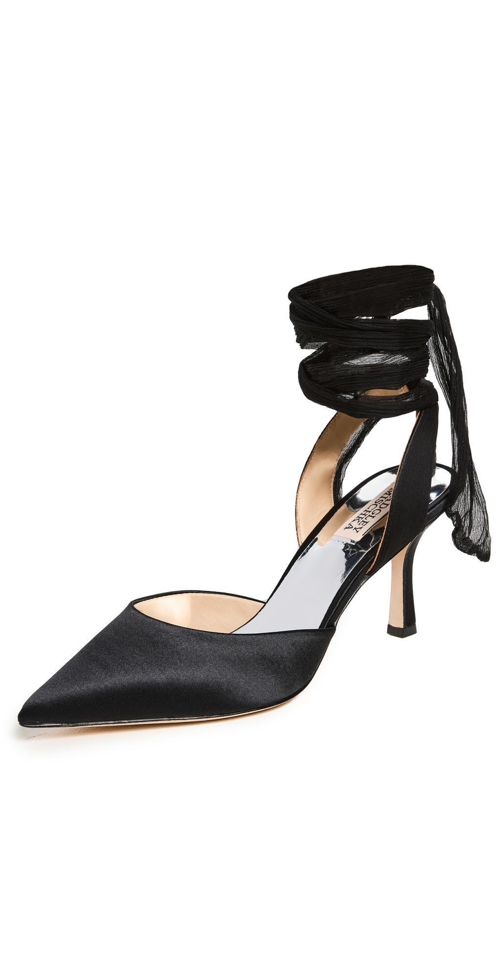 Blaze Satin Ankle-Wrap Halter Pumps Product Image