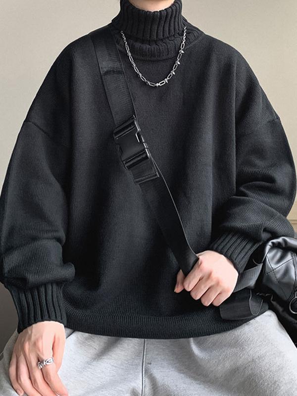 Men's Solid Color Turtleneck Oversized Sweater Product Image