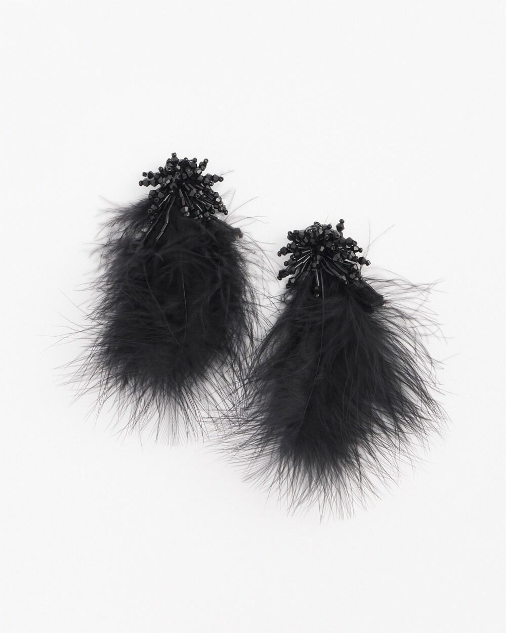 No Droop™ Black Feather Drop Earrings Product Image