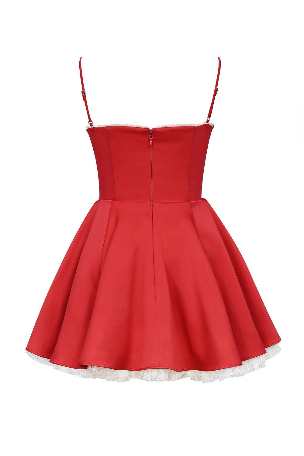 Minimoiselle Holly Red Satin Tulle Mini Dress Product Image