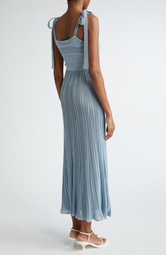 ZIMMERMANN Waverly Pleated Metallic Knit Maxi Dress In Blue Product Image