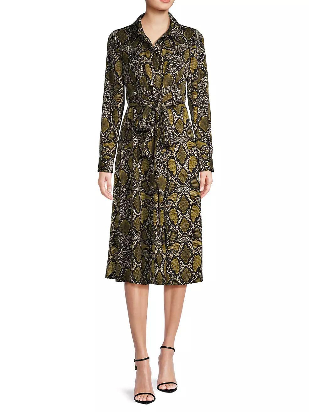 Marina Snakeskin-Printed Shirtdress Product Image