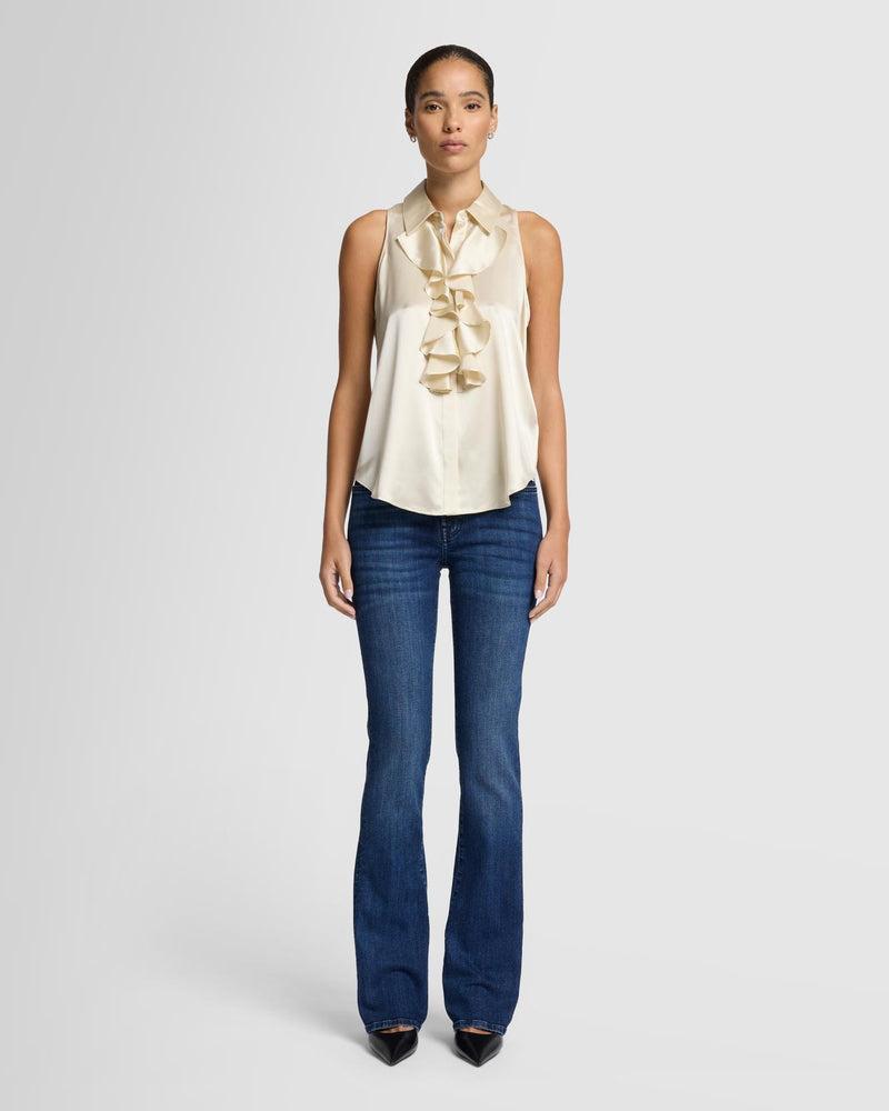 Silk Ruffle Bow Halter Top Product Image