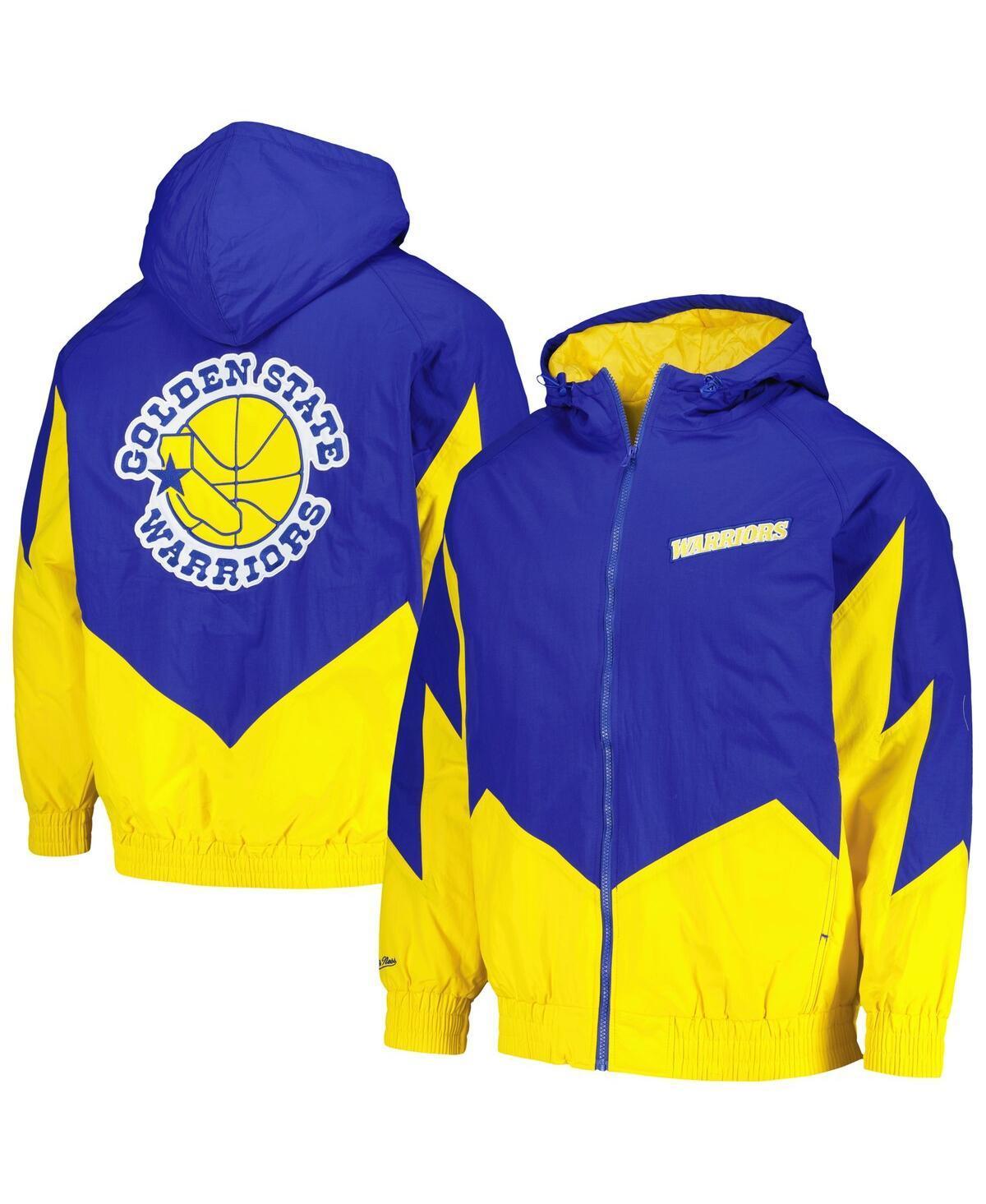 Mens Mitchell & Ness Royal Golden State Warriors Hardwood Classics Retro Quilted Raglan Full-Zip Hoodie Product Image