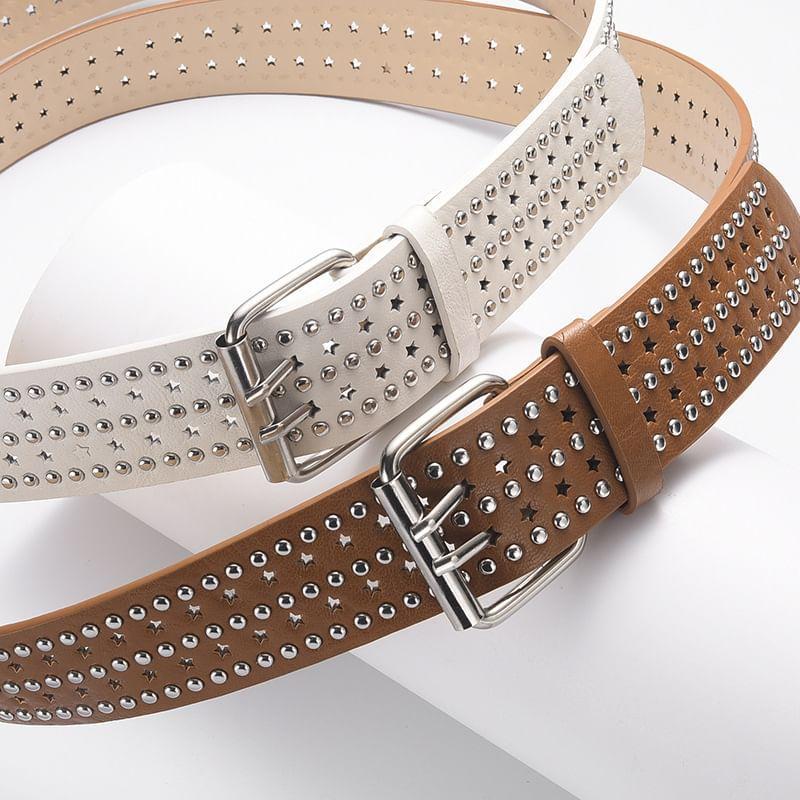 Studded Faux Leather Belt Product Image