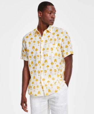 Club Room Mens Morocco Short Sleeve Palm Print Button-Front Linen Shirt, Created for Macys Product Image