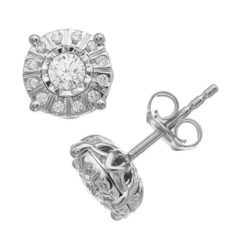 Sterling Silver 1/2 Carat T.W. Diamond Earrings, Women's, Silver Tone Product Image