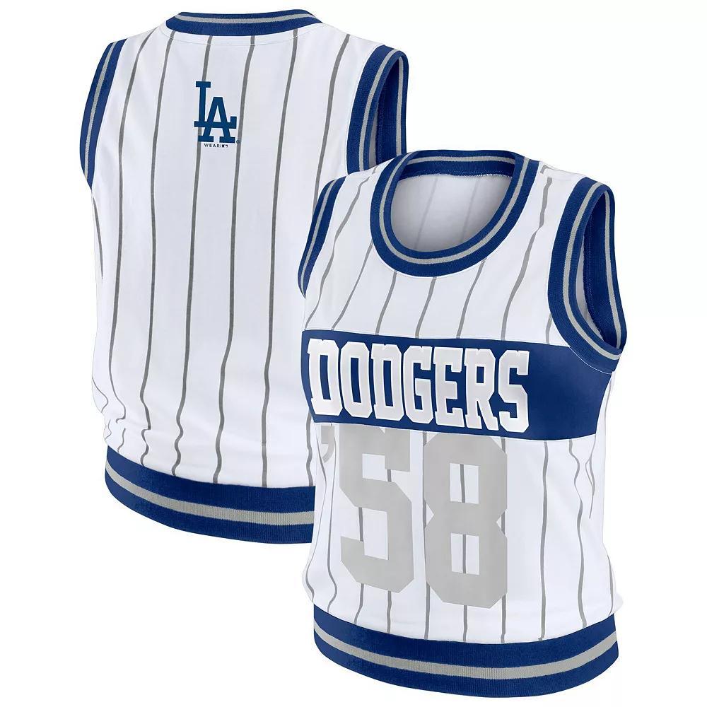Women's WEAR by Erin Andrews  White Los Angeles Dodgers Sporty Tank Top, Size: XXL Product Image
