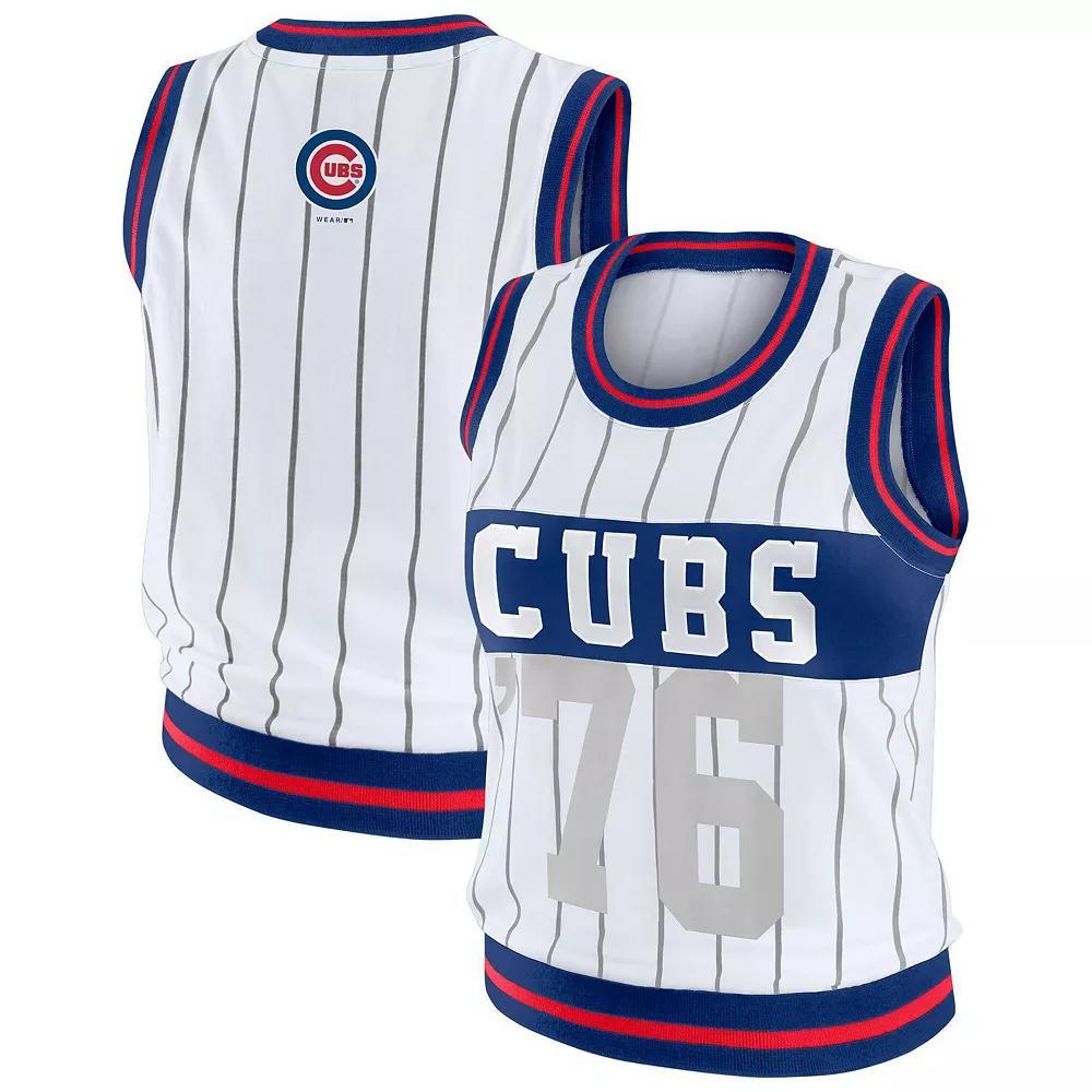 Women's WEAR by Erin Andrews  White Chicago Cubs Sporty Tank Top, Size: Large Product Image