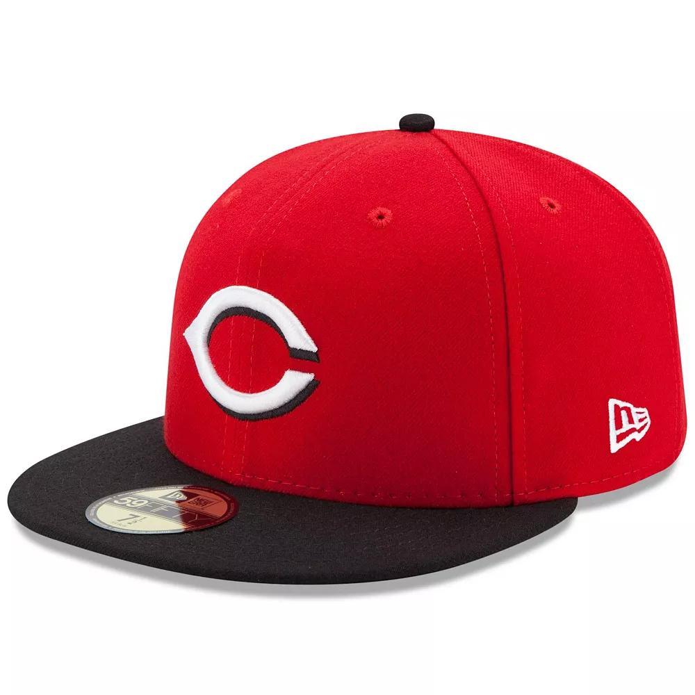 Men's New Era Red/Black Cincinnati Reds Road Authentic Collection On-Field 59FIFTY Fitted Hat,  Product Image