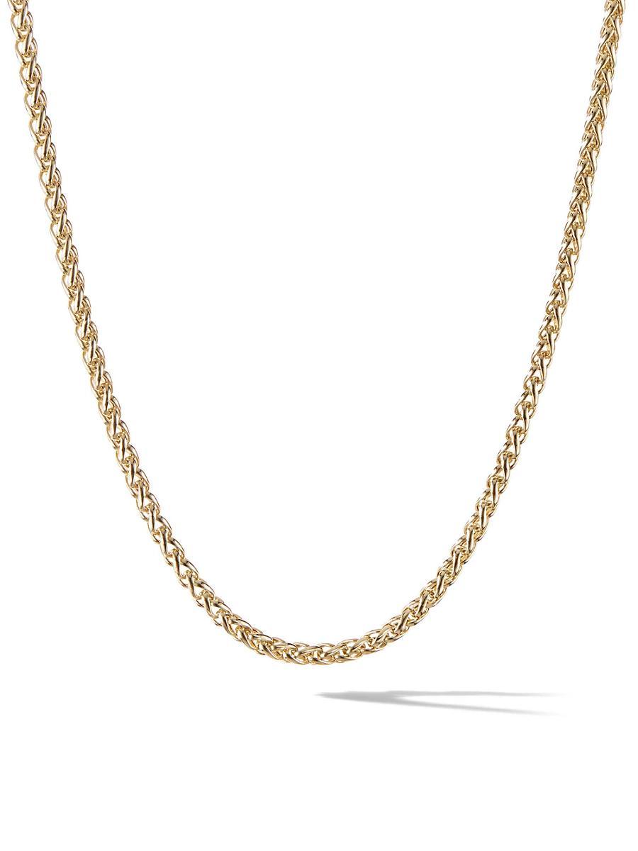 Mens Wheat Chain Necklace in 18K Yellow Gold, 4MM Product Image