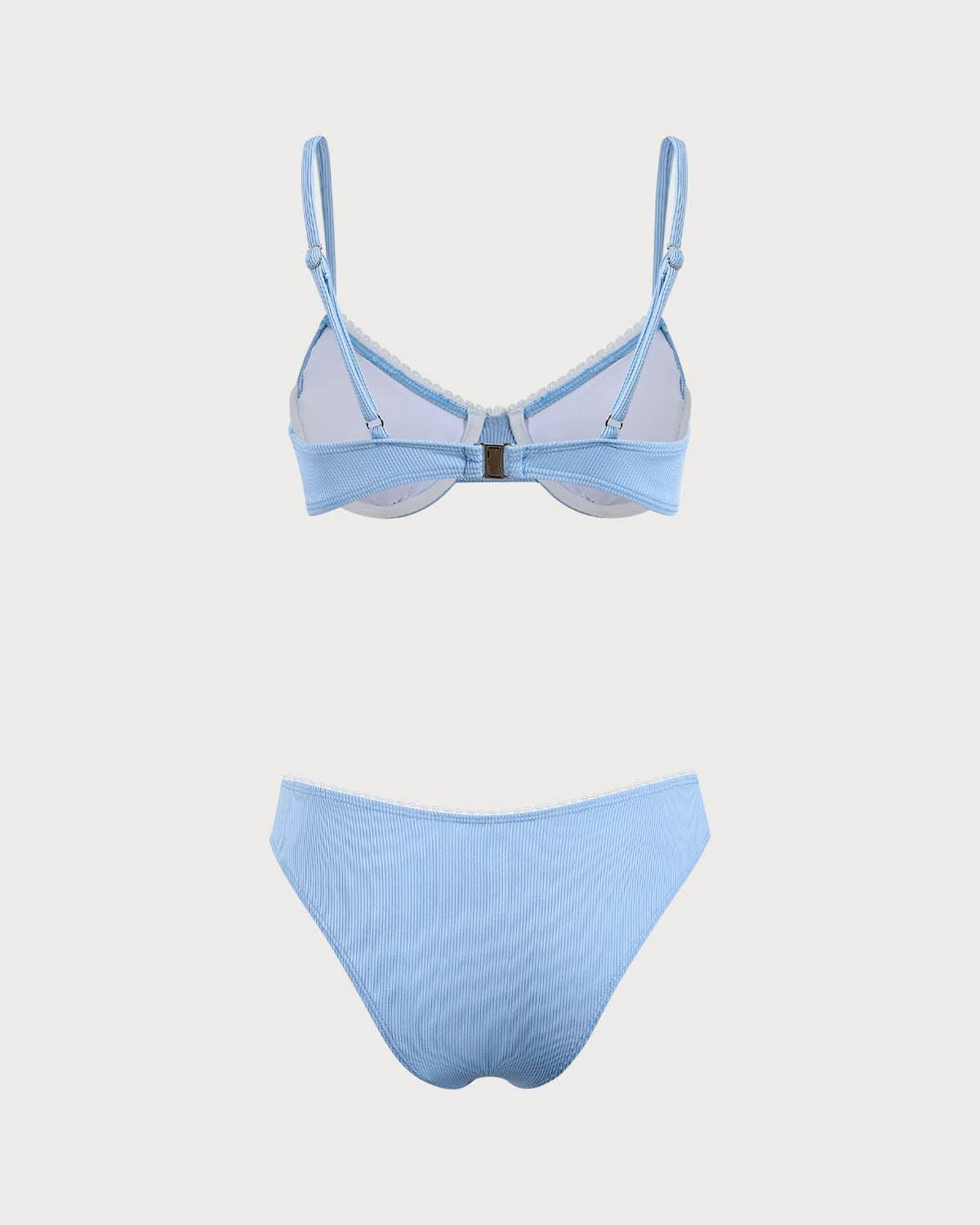 Blue Daisy Underwire Bikini Set Product Image
