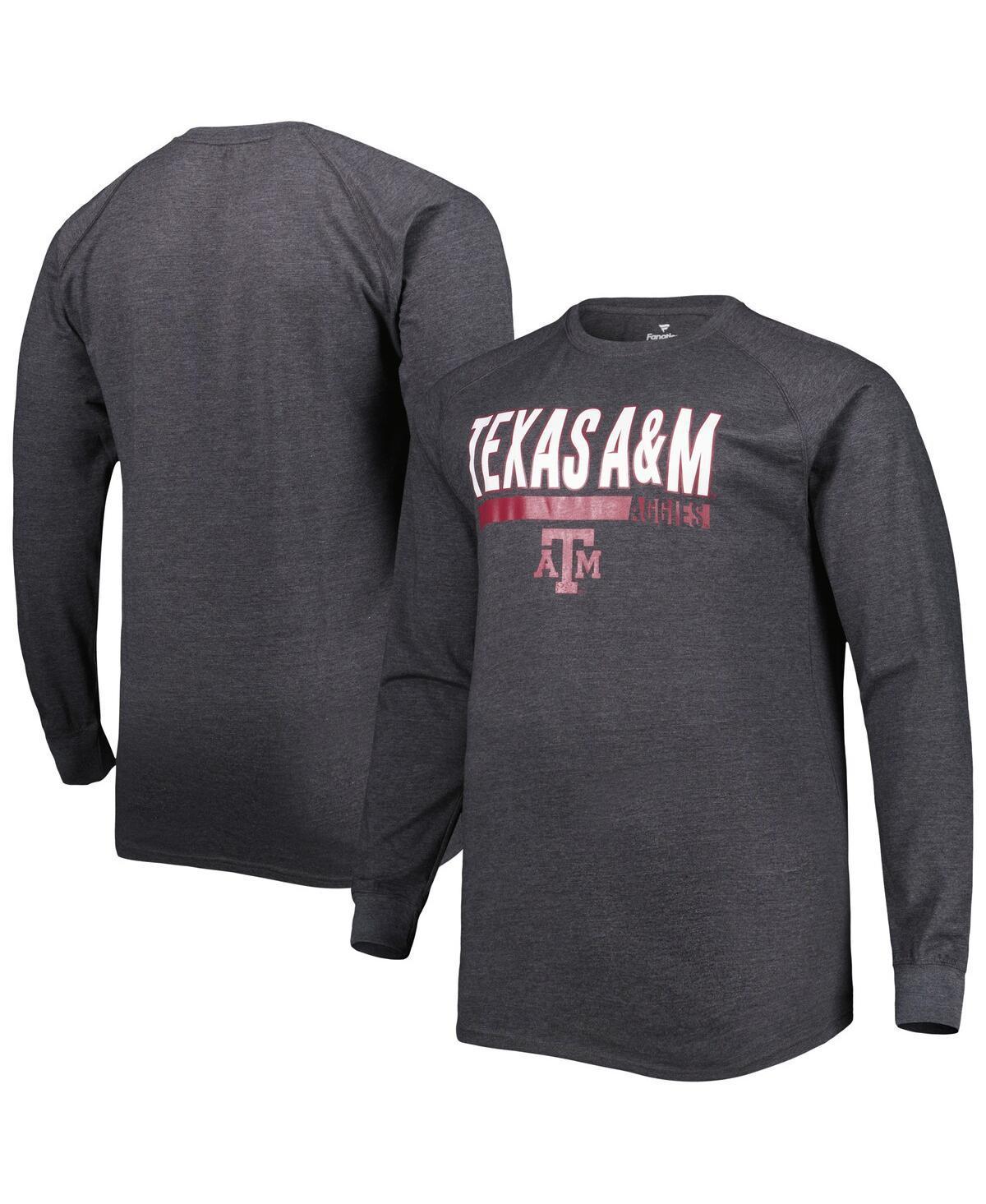 Mens Heather Gray Texas A&M Aggies Big & Tall Two-Hit Long Sleeve T-Shirt Product Image